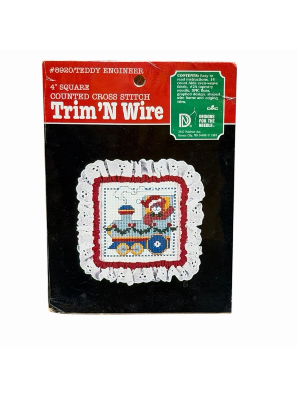 1987 Teddy Engineer 4" Square Counted Cross Design For The Needle #8920 Vtg READ